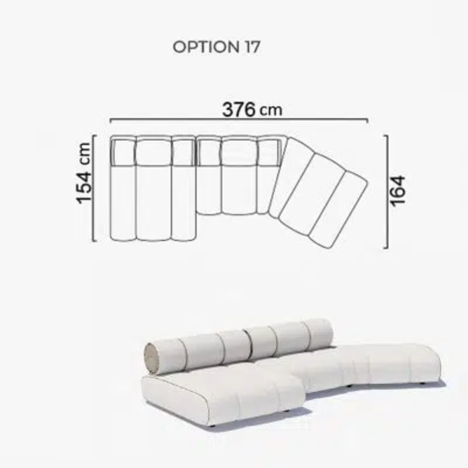 Sofa Orian White 154x376x164cm