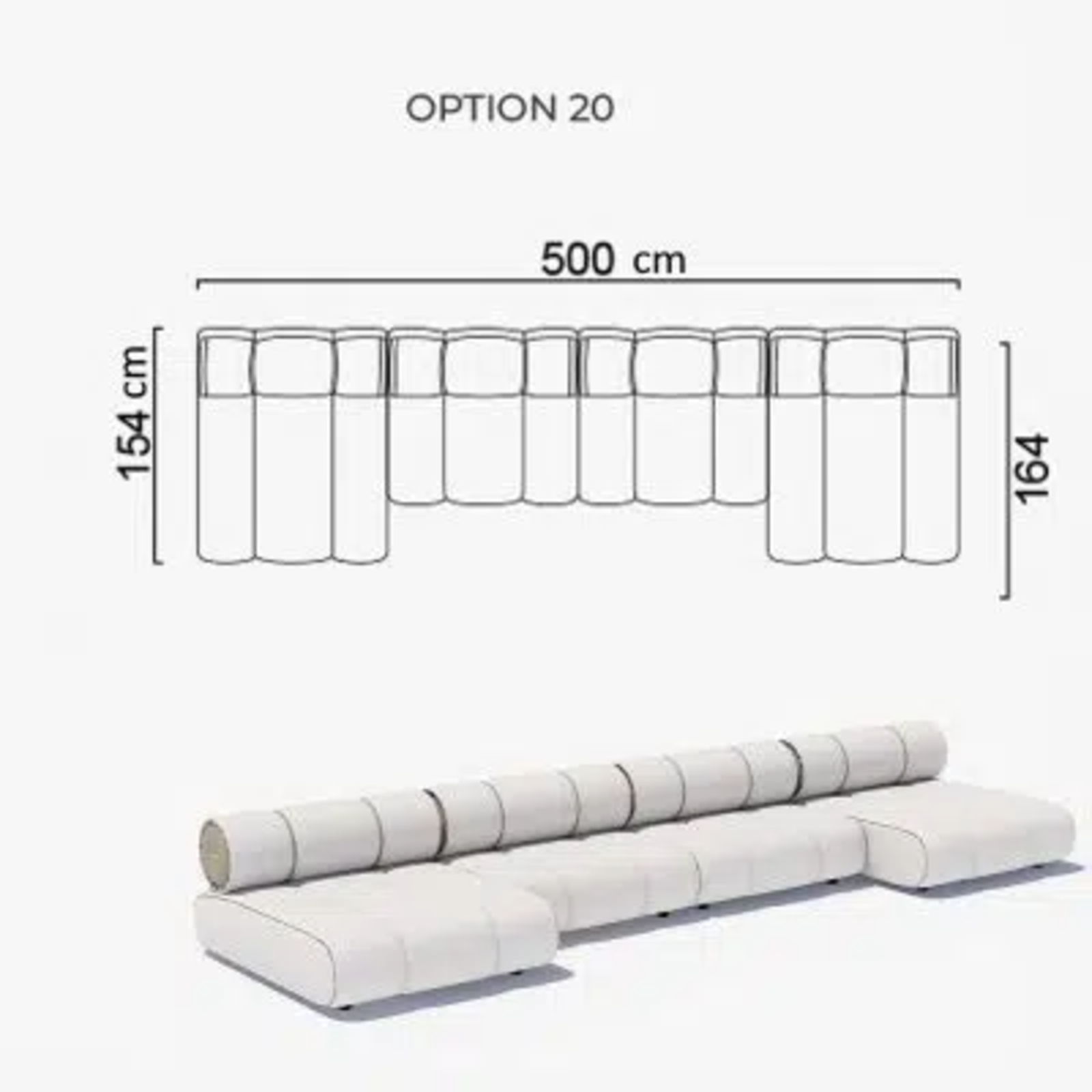 Sofa Orian White 154x500x164cm