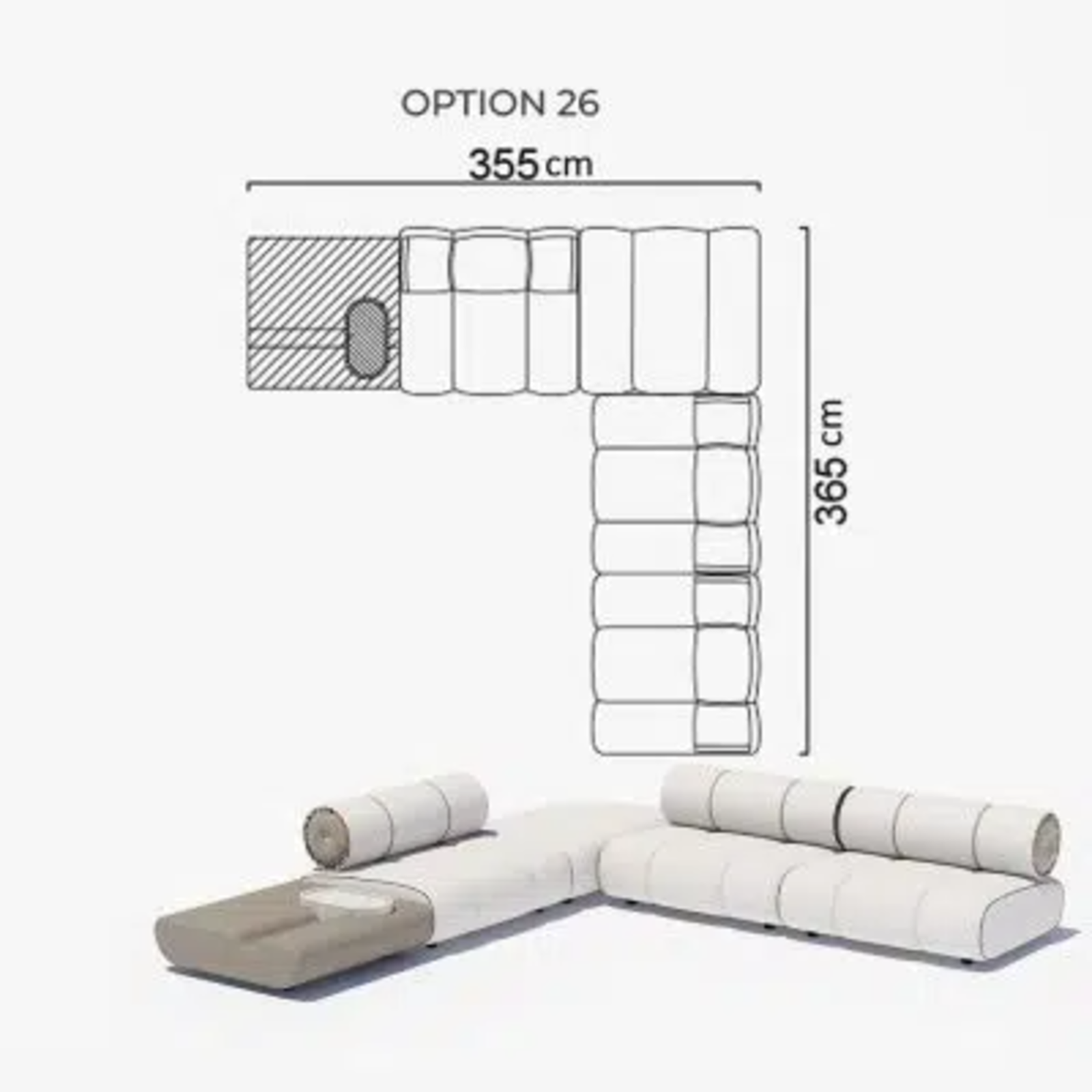 Sofa Orian White 355x365cm
