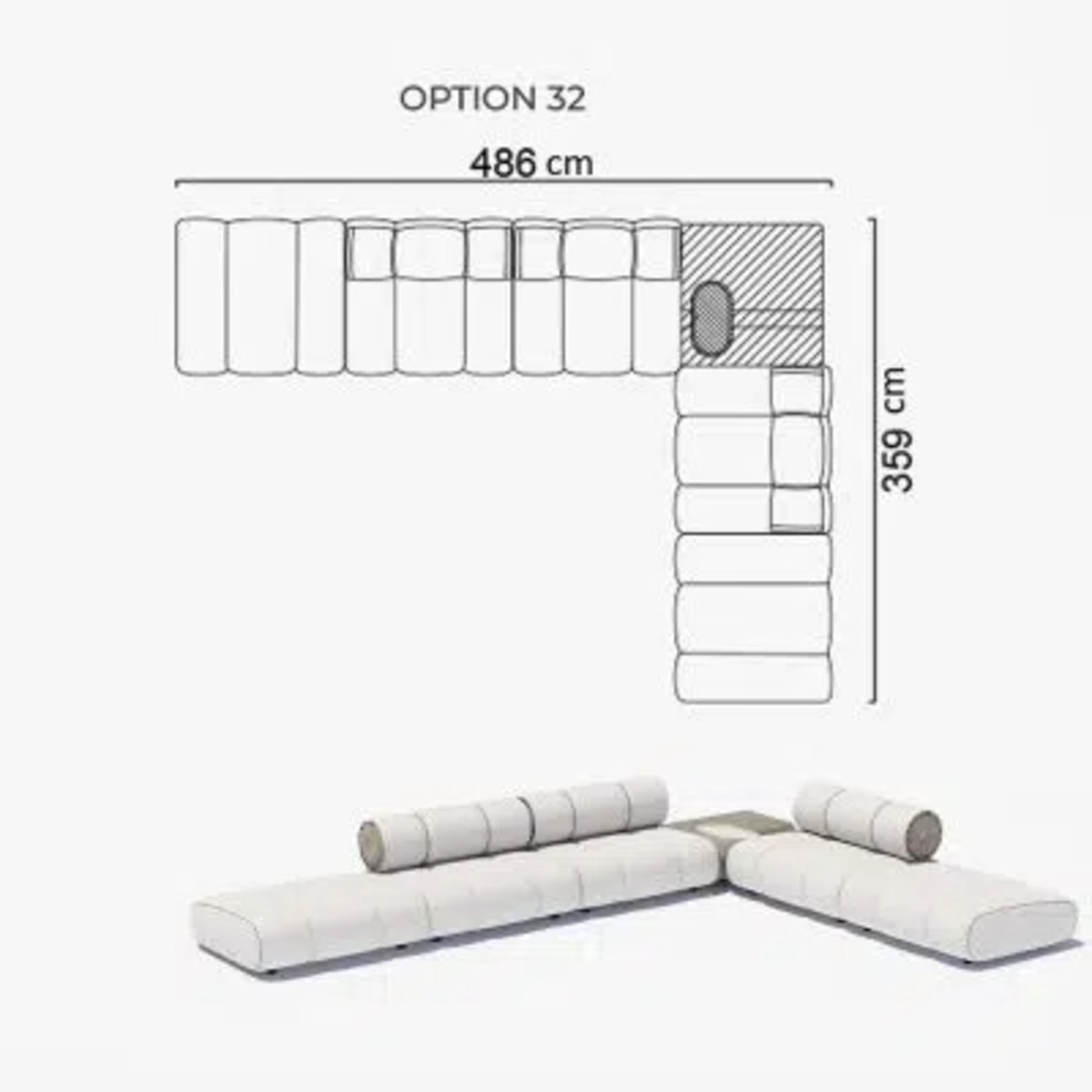 Sofa Orian White 486x359cm