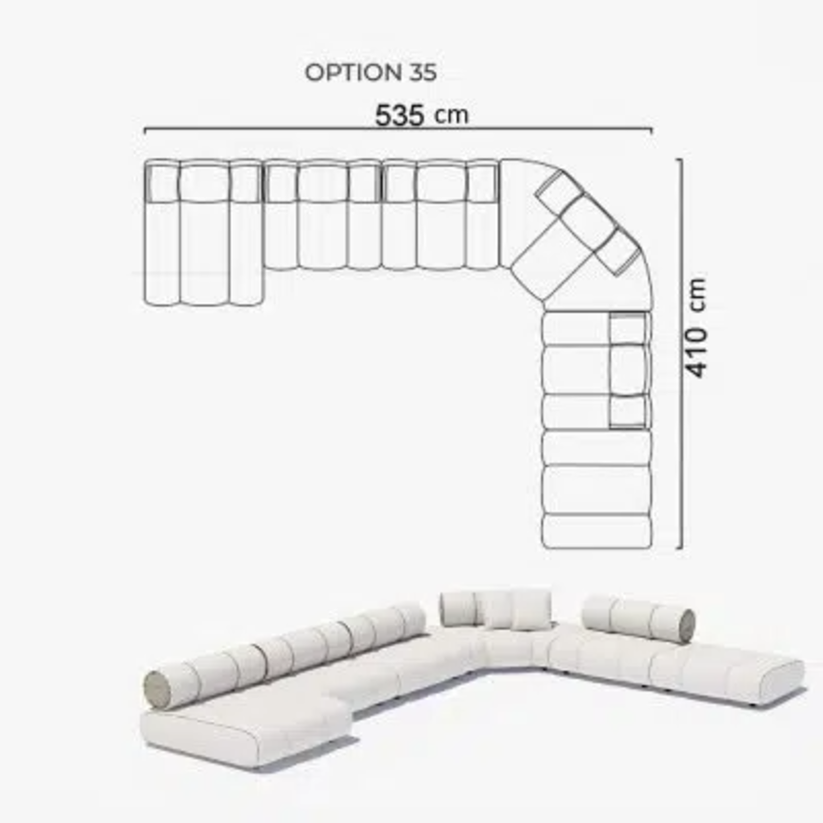 Sofa Orian White 535x410cm