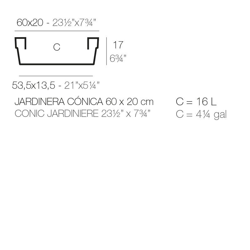 Conic Jardiniere Pot 60X20X17