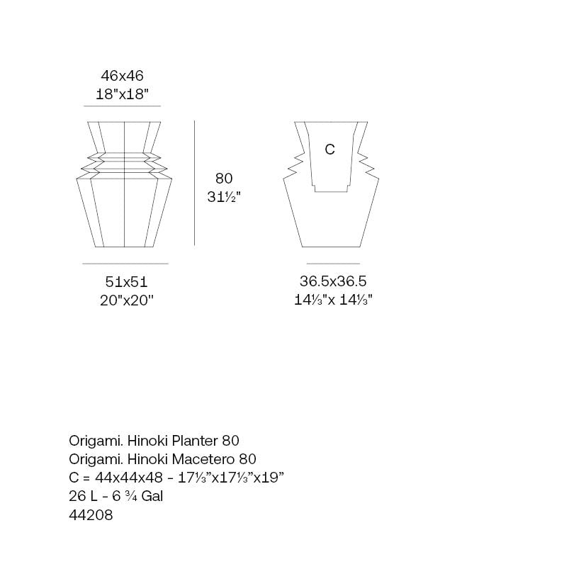 Origami Hinoki 51X51X80