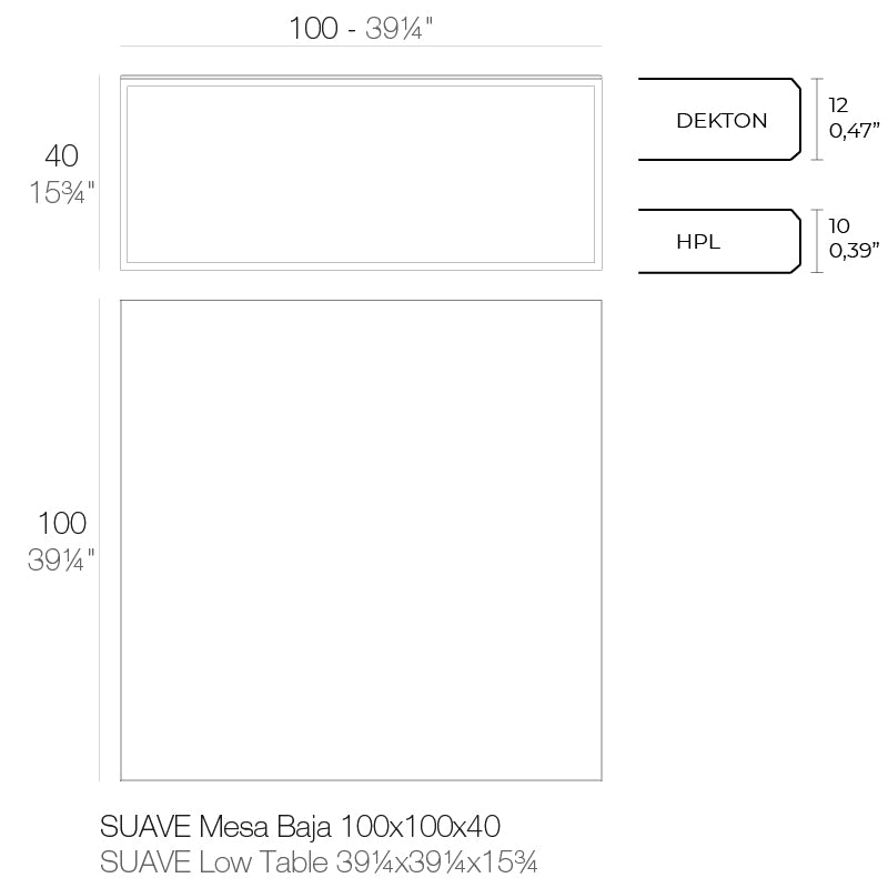 Suave Table 100X100X40 cm