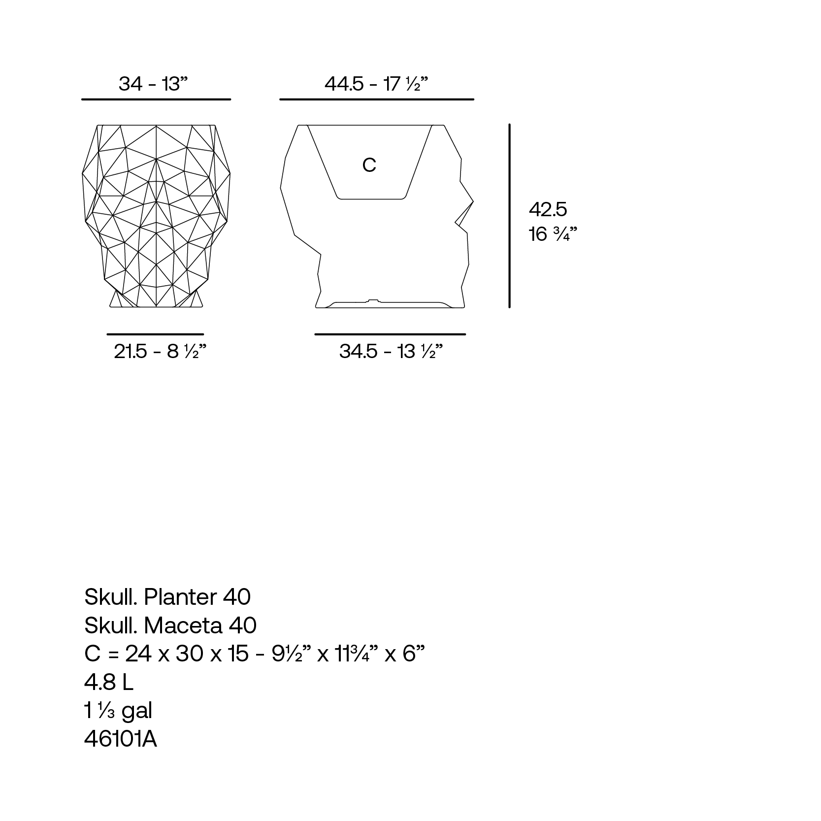 Skull Planter 45X34X43