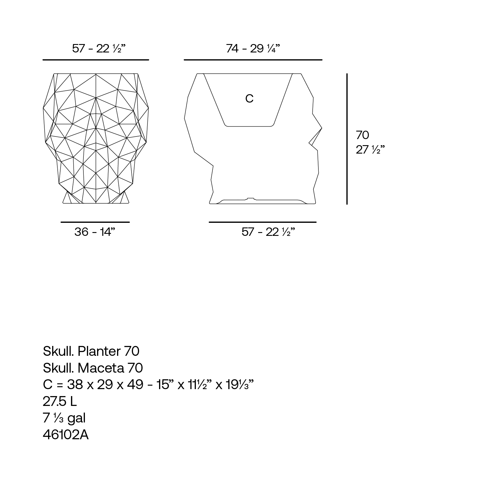 Skull Planter 75X57X70