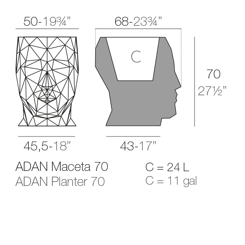 Adan Planter 49X68X70