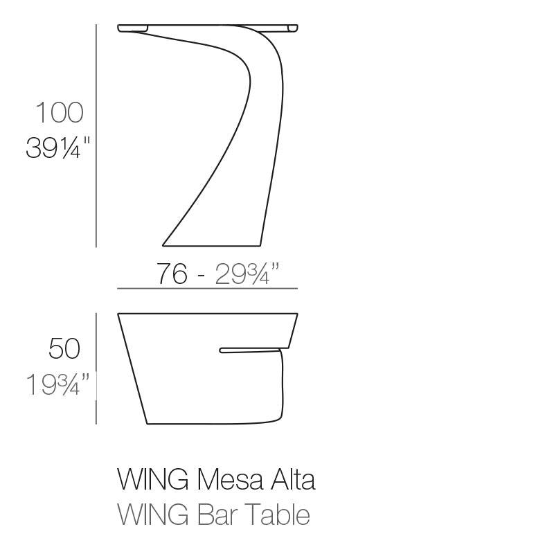 Wing Bar Table 50X76X100