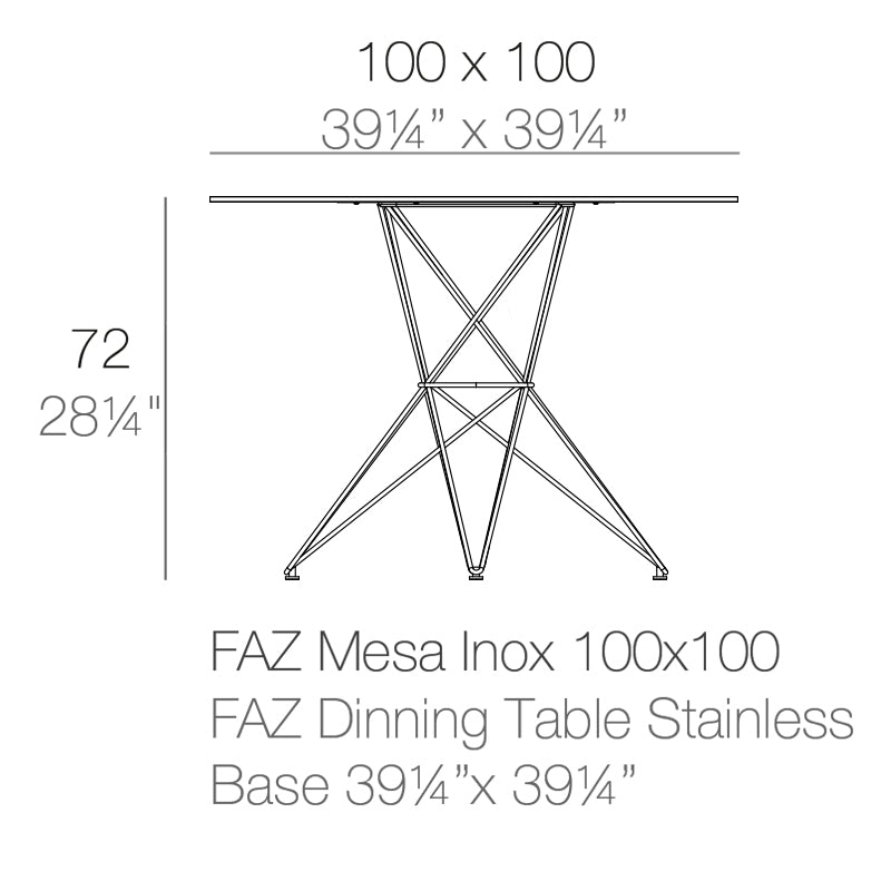 Faz - Table - Stainless Base 100X100X72 Cm