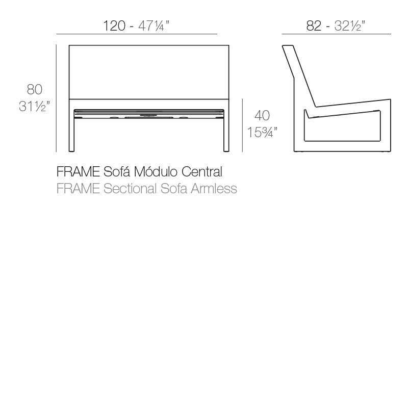 Frame Sectional Sofa Armless