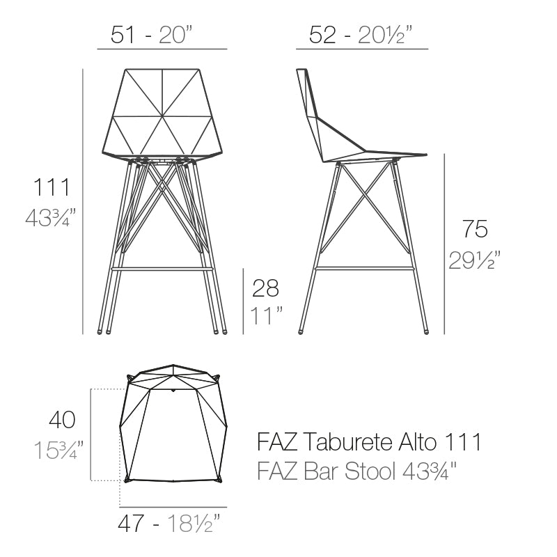 Faz - Bar Stool 50X51X111 Cm