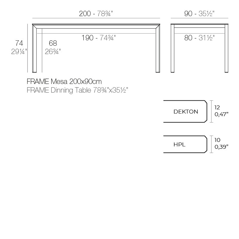 Frame Aluminium Table 200X90X74