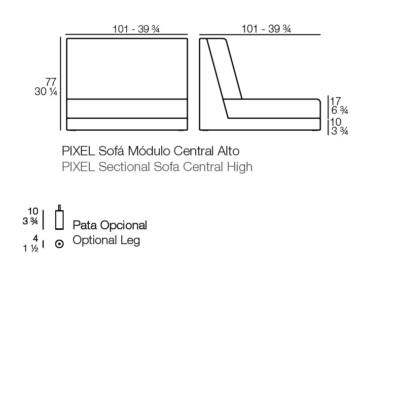 Pixel Sectional High Armless