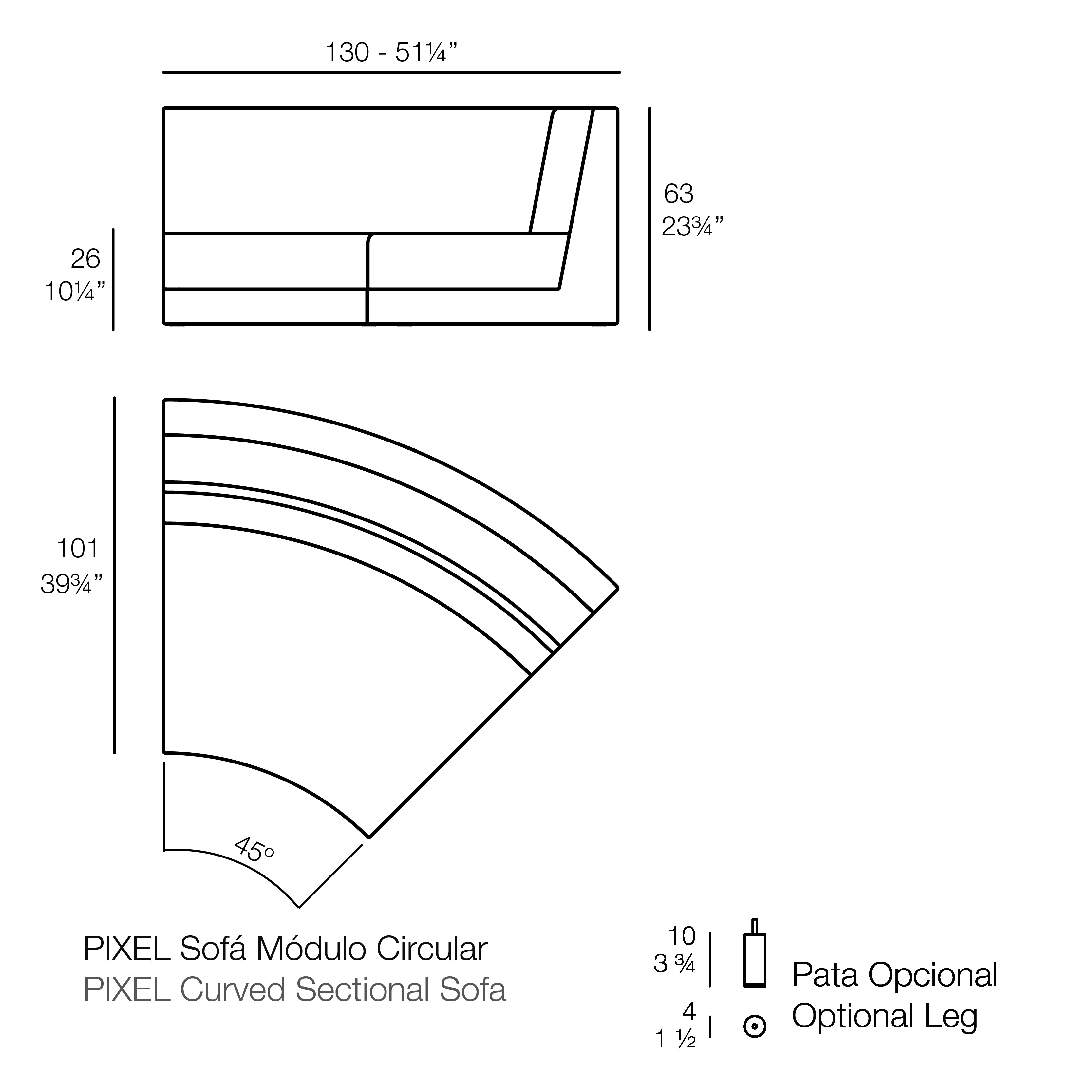 Pixel Round Corner 45º Section