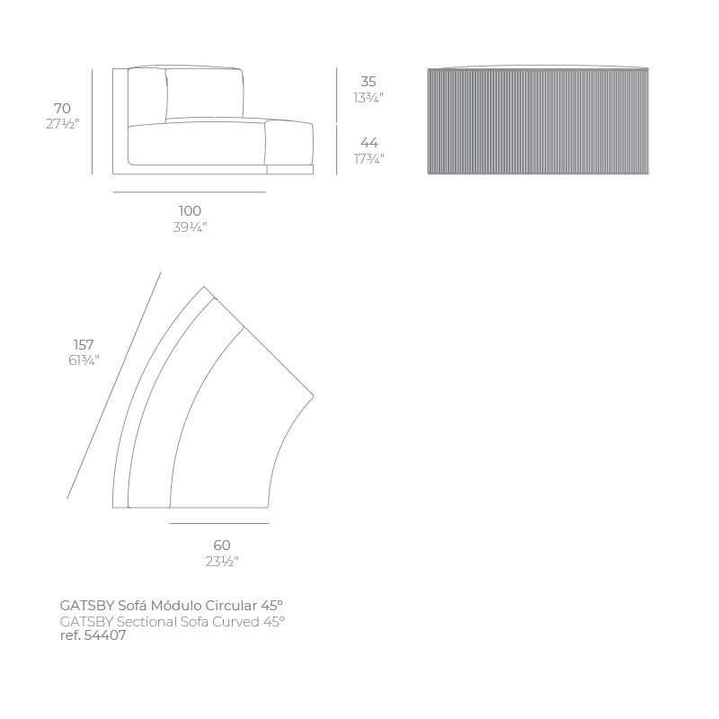 Gatsby Round Corner 45º Section