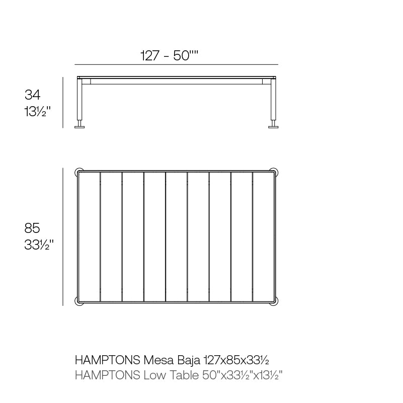 Hamptons Low Tables 127x85x34 cm