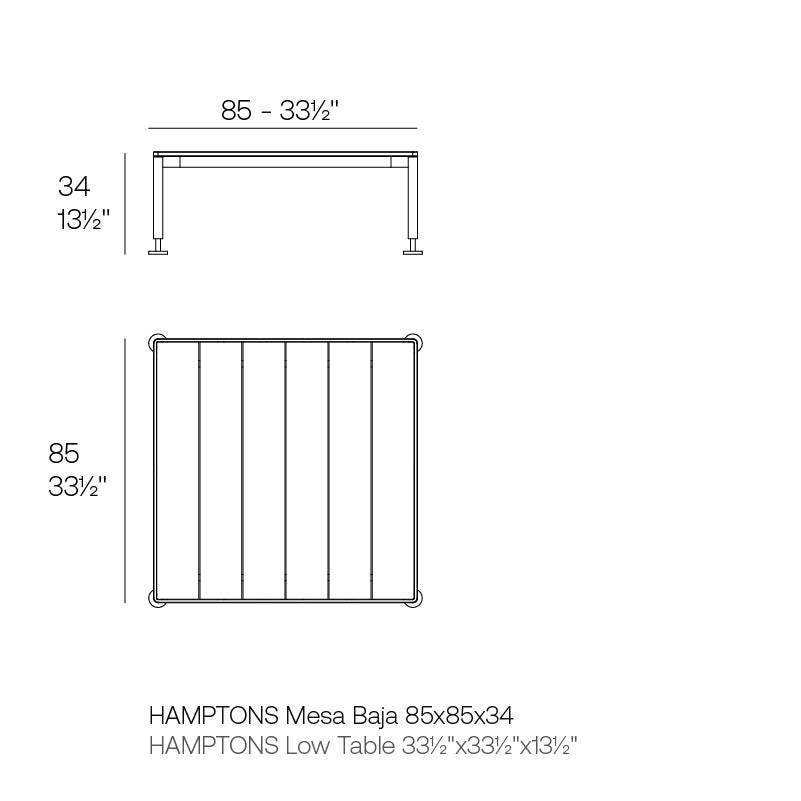 Hamptons Low Tables 85x85x34 cm