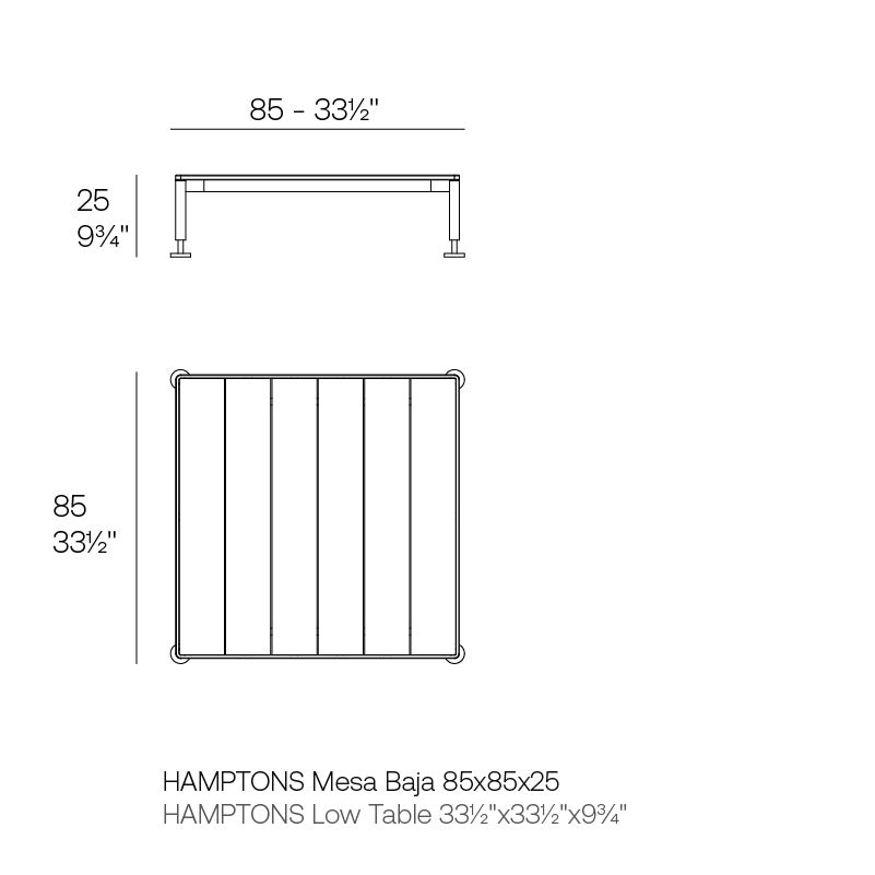 Hamptons Low Tables 85x85x25 cm