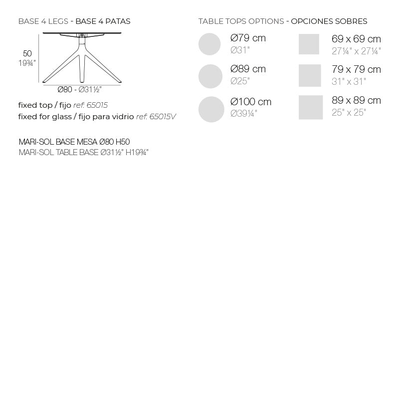 Mari-Sol Table Base Ø80 H:50Cm