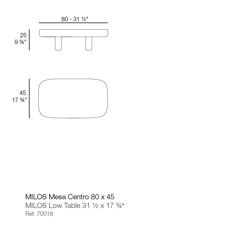 Milos Coffee Table Rectangular80 x 45 x 24 cm
