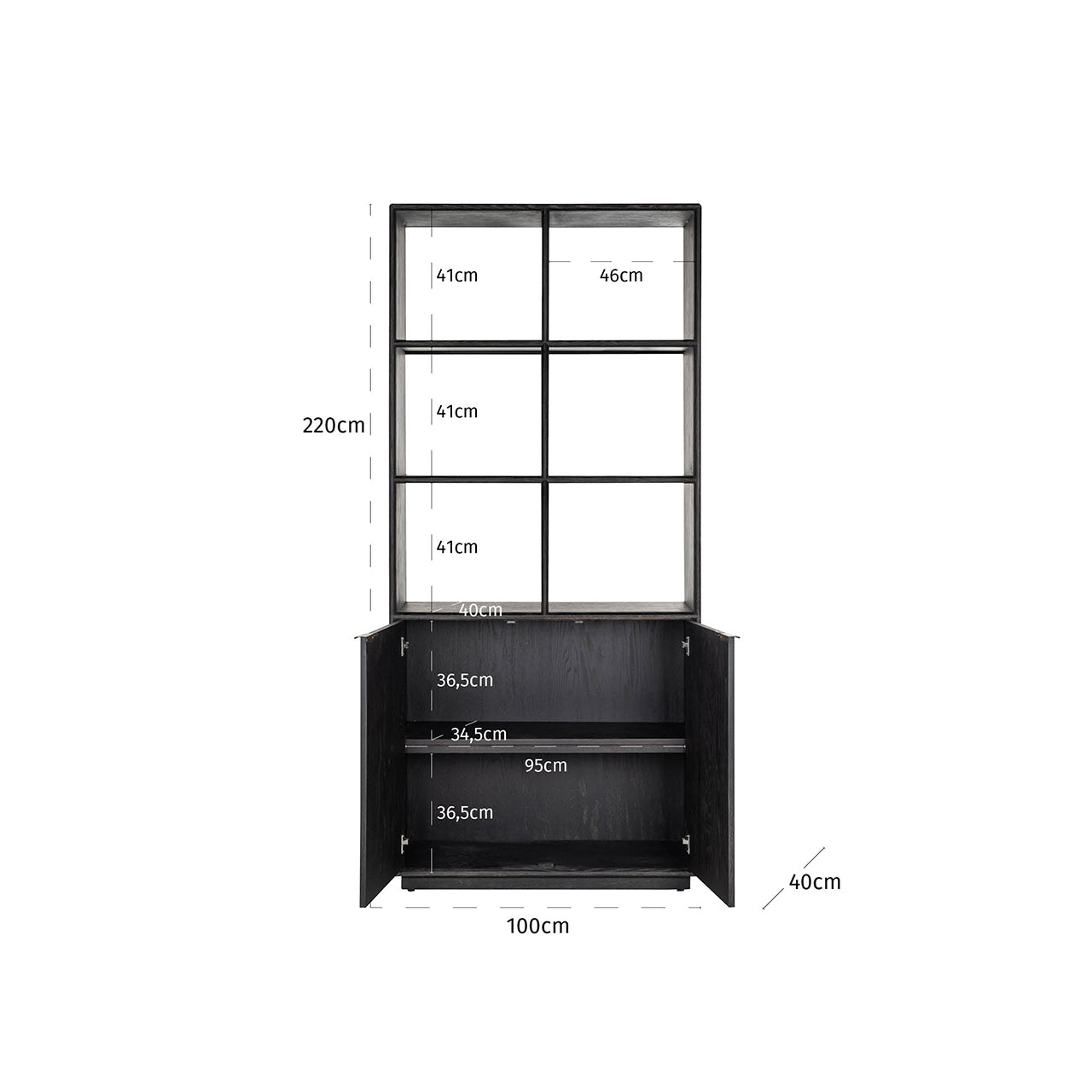 Display cabinet Blackbone brass 2-doors (Black rustic)