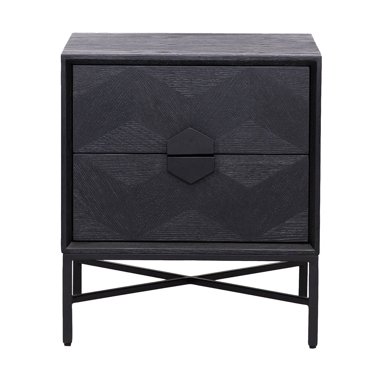 Nightstand Blax 2-drawers (Black)
