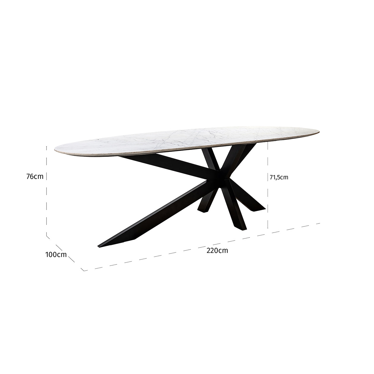 Dining table Trocadero white (Black/white)