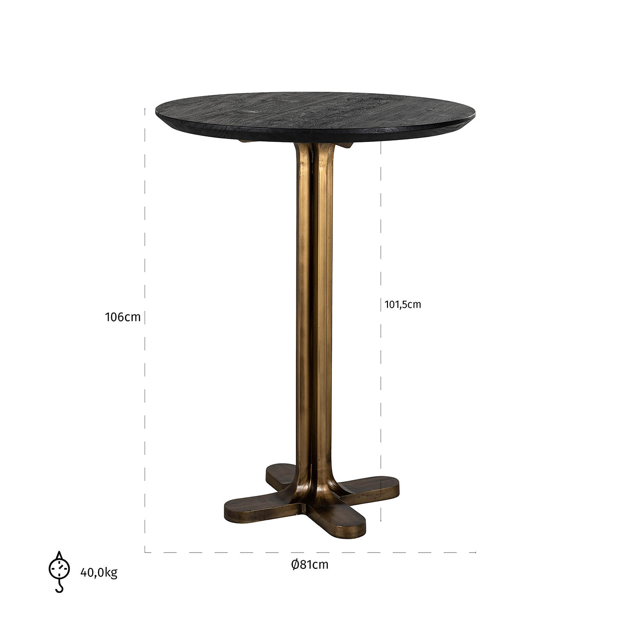Bar table Revelin 81Ø (Black/gold)