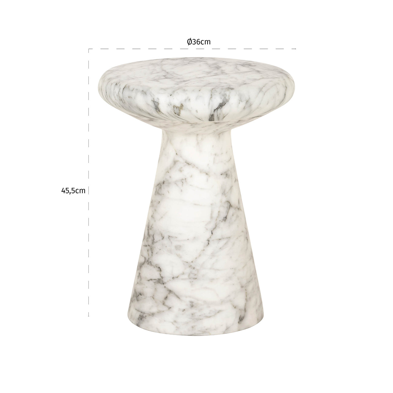 End table Lohan faux white marble (White)
