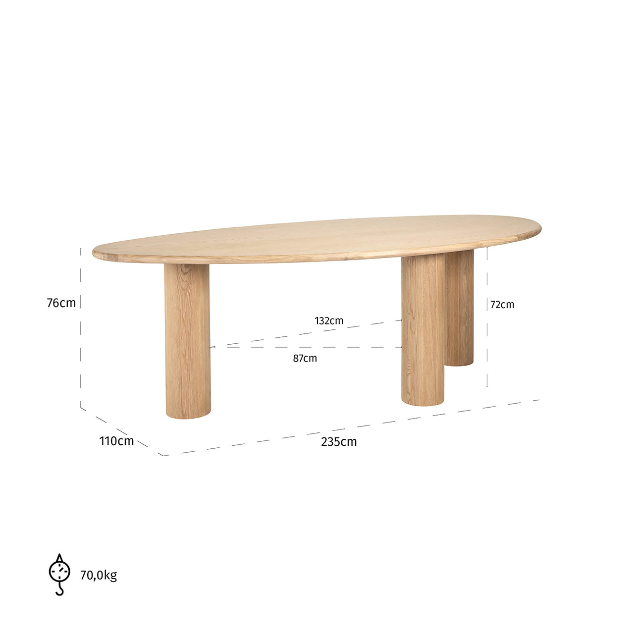 Dining table Oakley 235 (Natural oak)