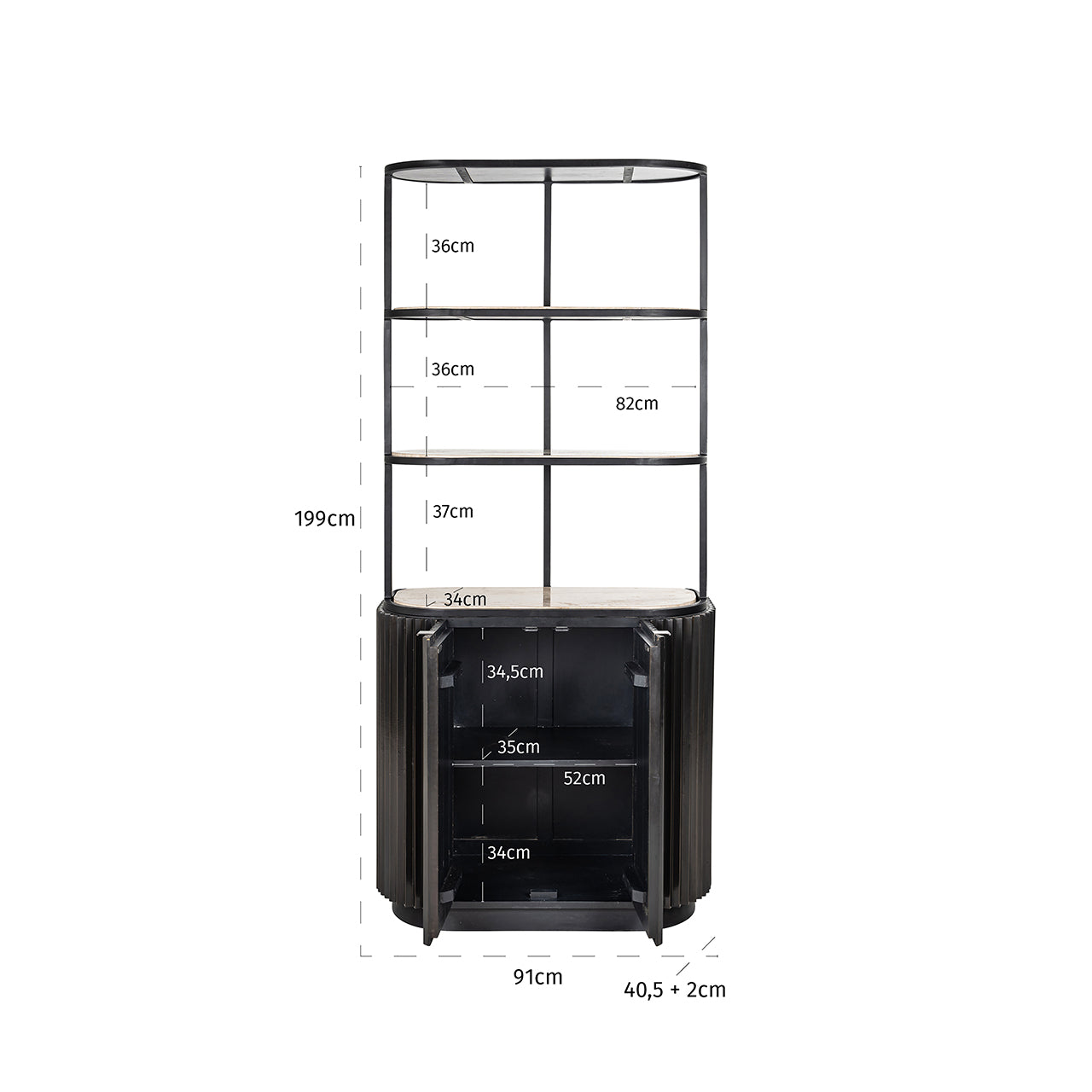 Cabinet Hampton 2-doors 2-shelves (Dark brown)