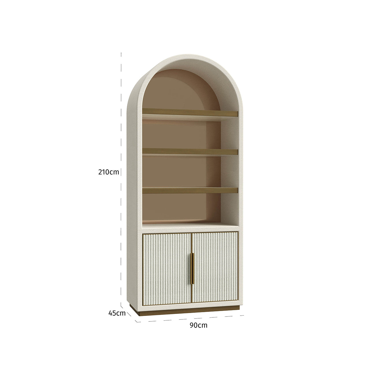Display cabinet Tivoli with arched top 2-doors 3-shelves (White)