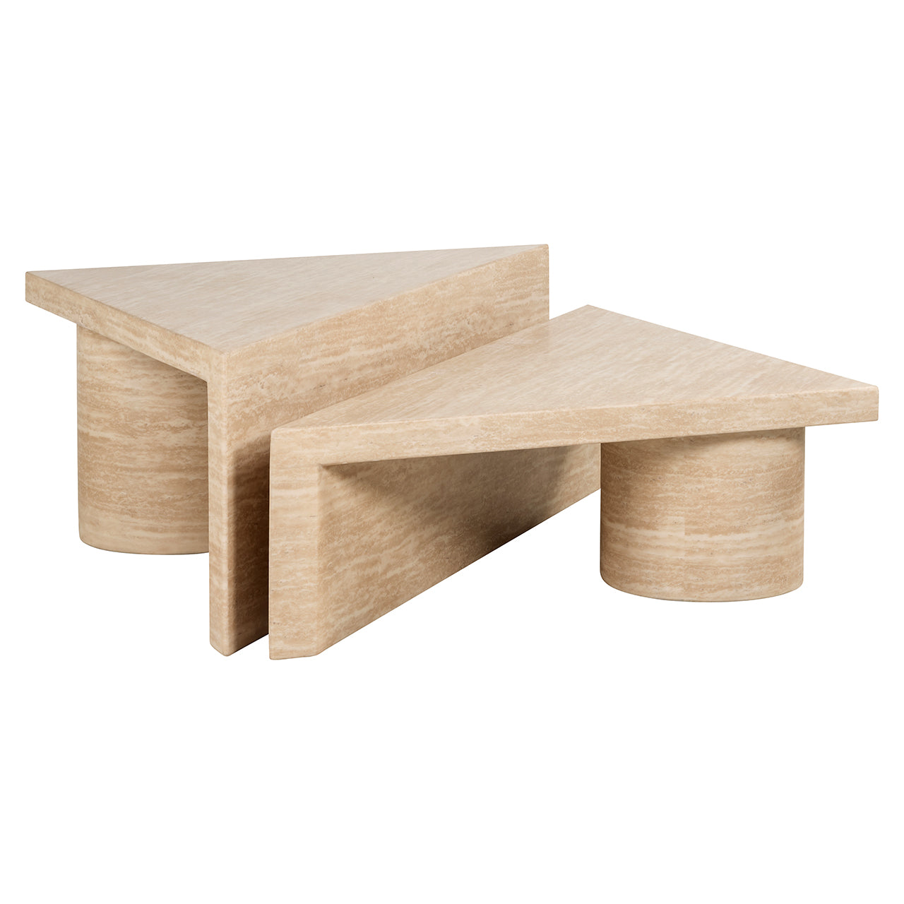 Coffee table Fictus set of 2 faux travertine (Beige)