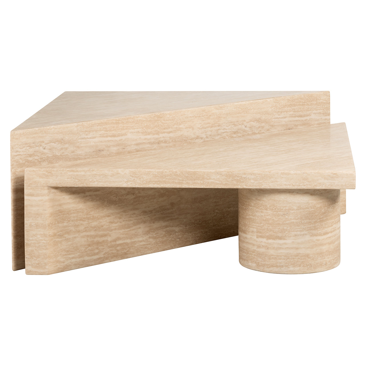 Coffee table Fictus set of 2 faux travertine (Beige)