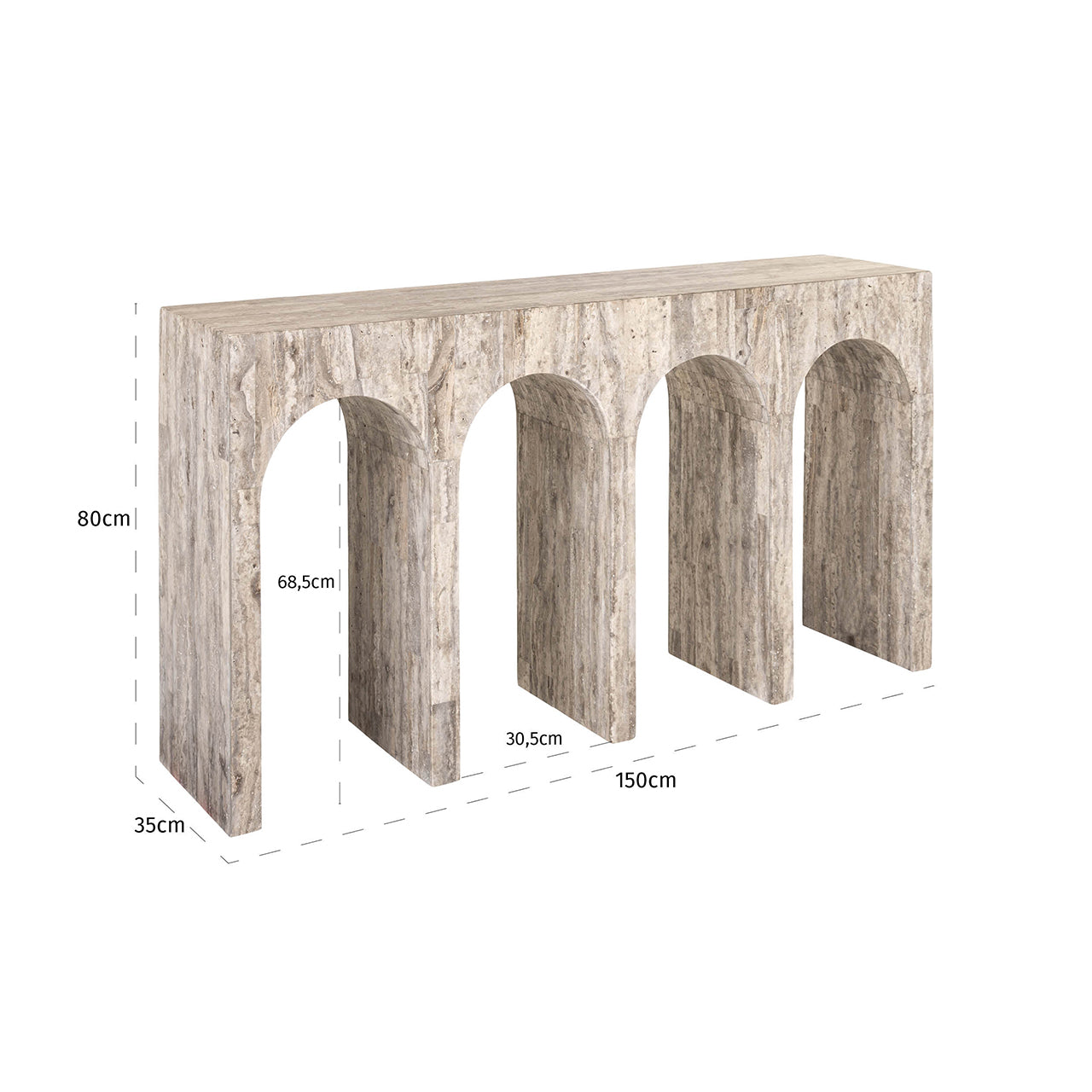 Console La Rague natural grey travertine (Grey)
