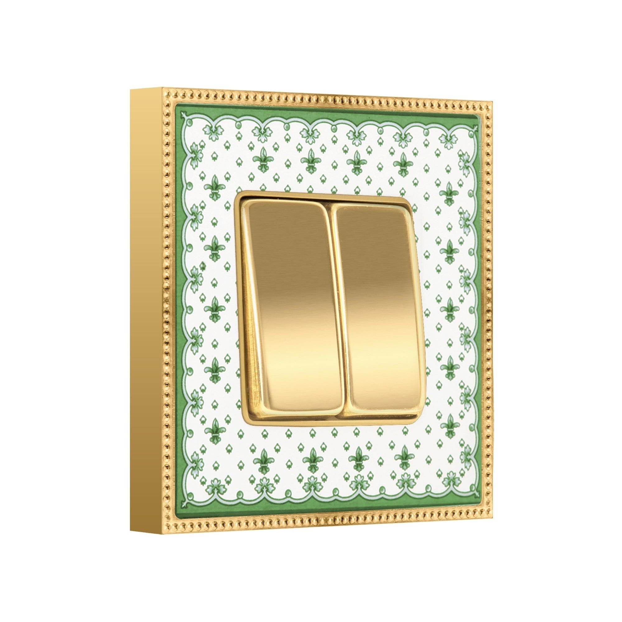 Interruptor doble tecla PORCELAIN BELLE EPOQUE verde con oro