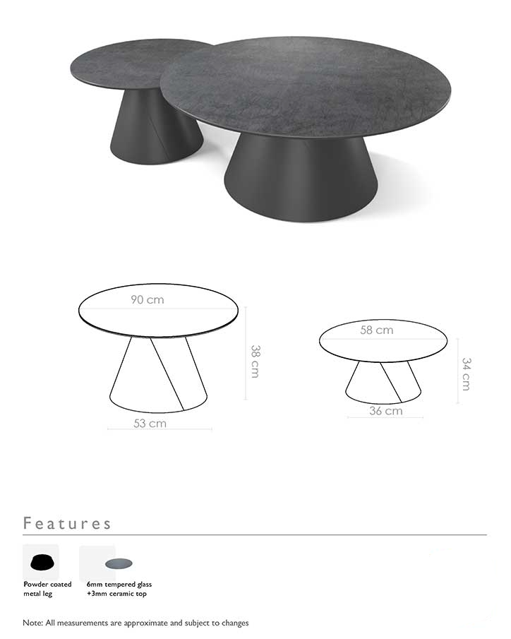 Coffee Table Iwaki – Ceramic Grey Ø90cm