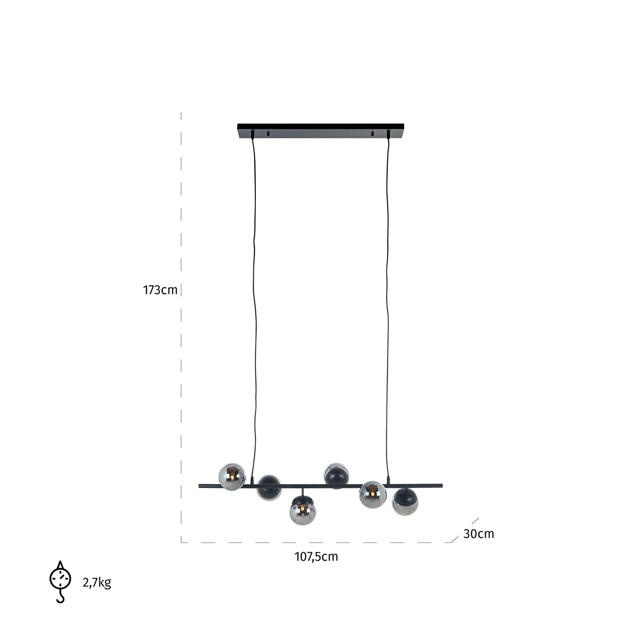 Chandelier Bente smoked (Black)