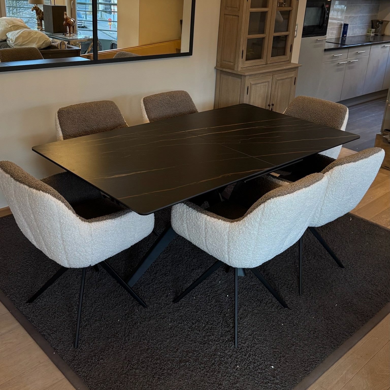 Chair - Ferrara White Bouclé + Brown Bouclé