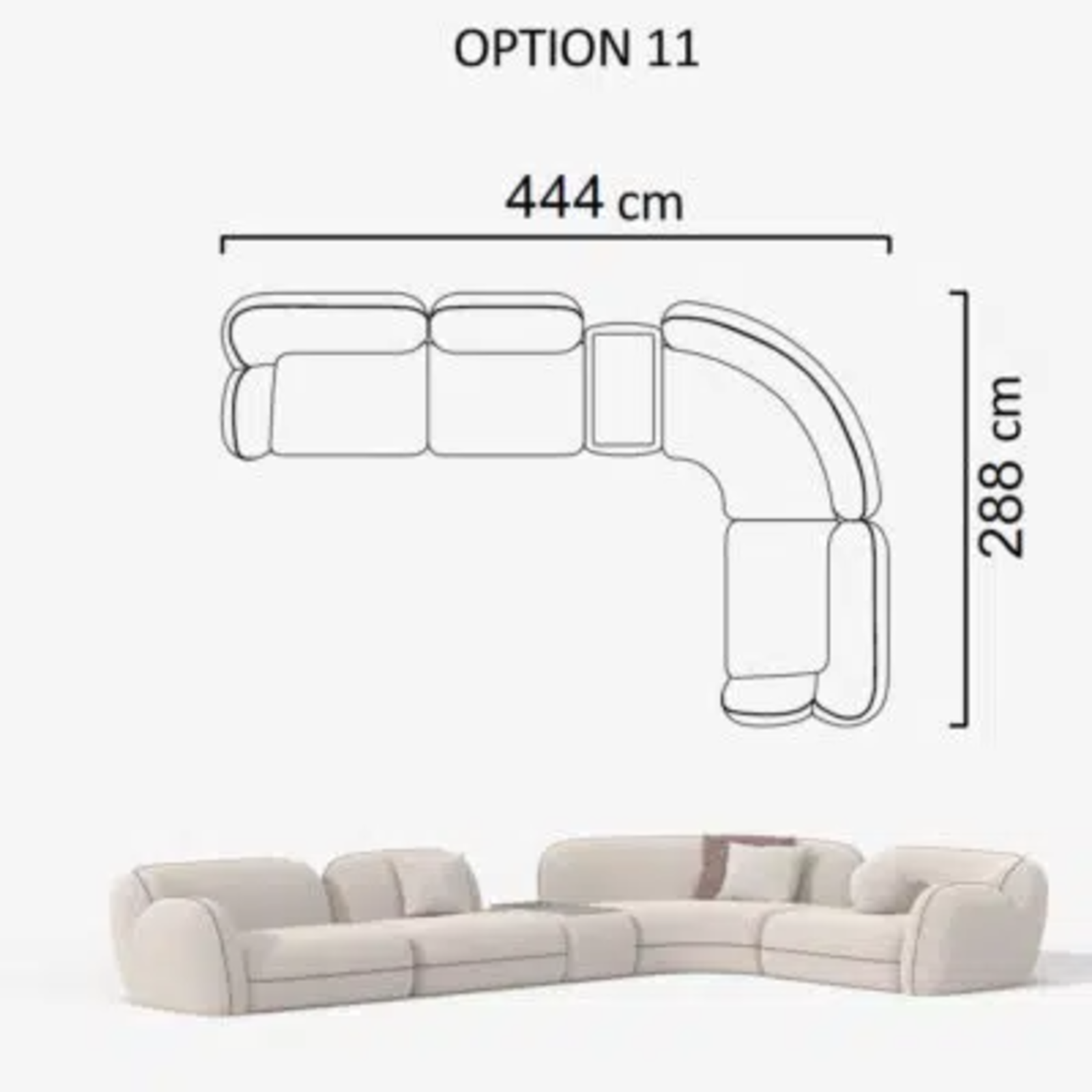 Sofa Aicon Creme 444cm