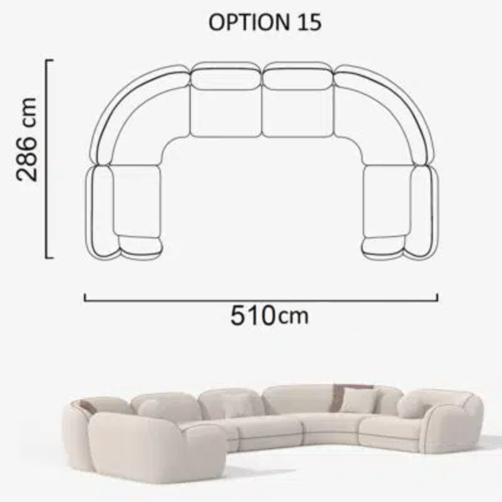 Sofa Aicon Creme 510cm