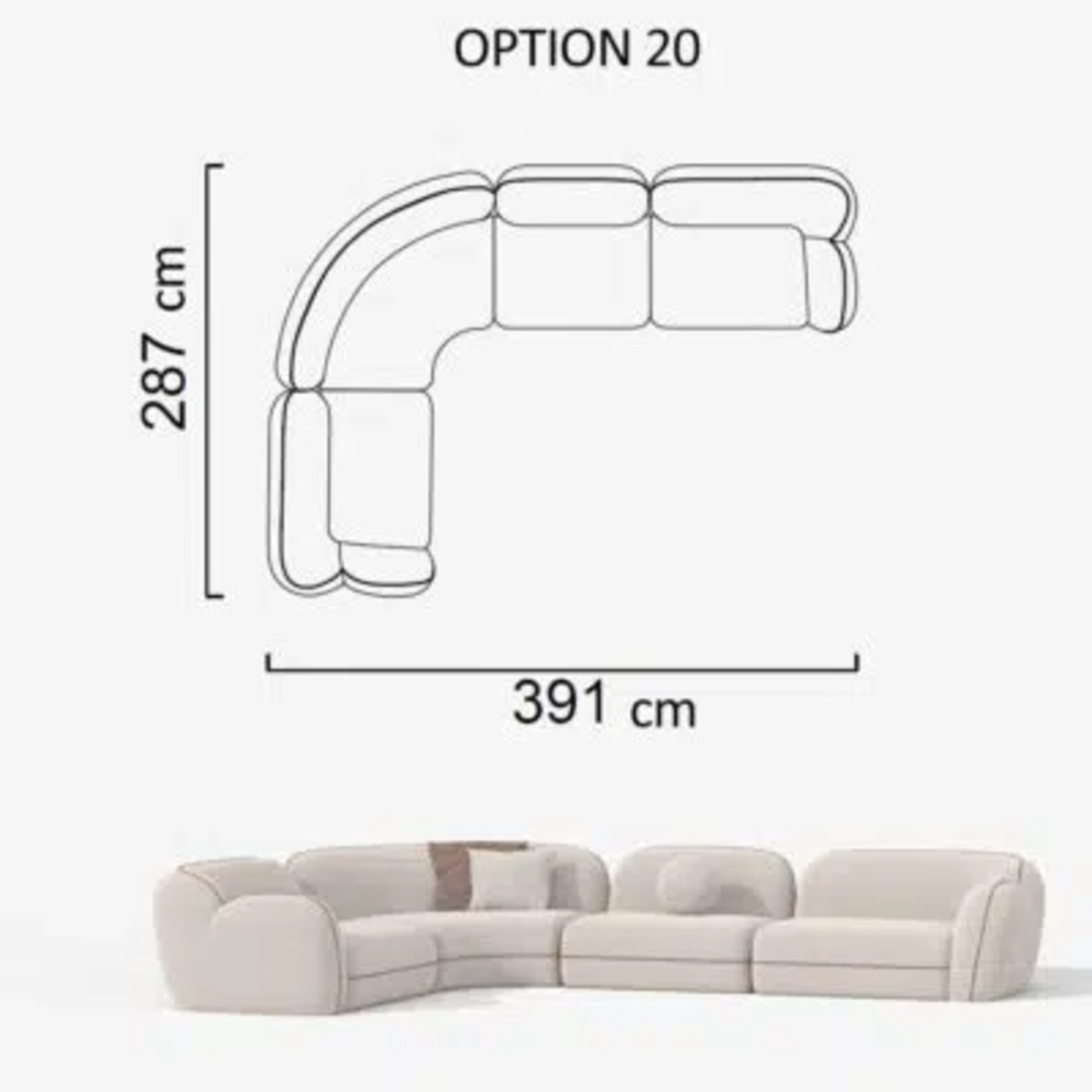 Sofa Aicon Creme 391cm
