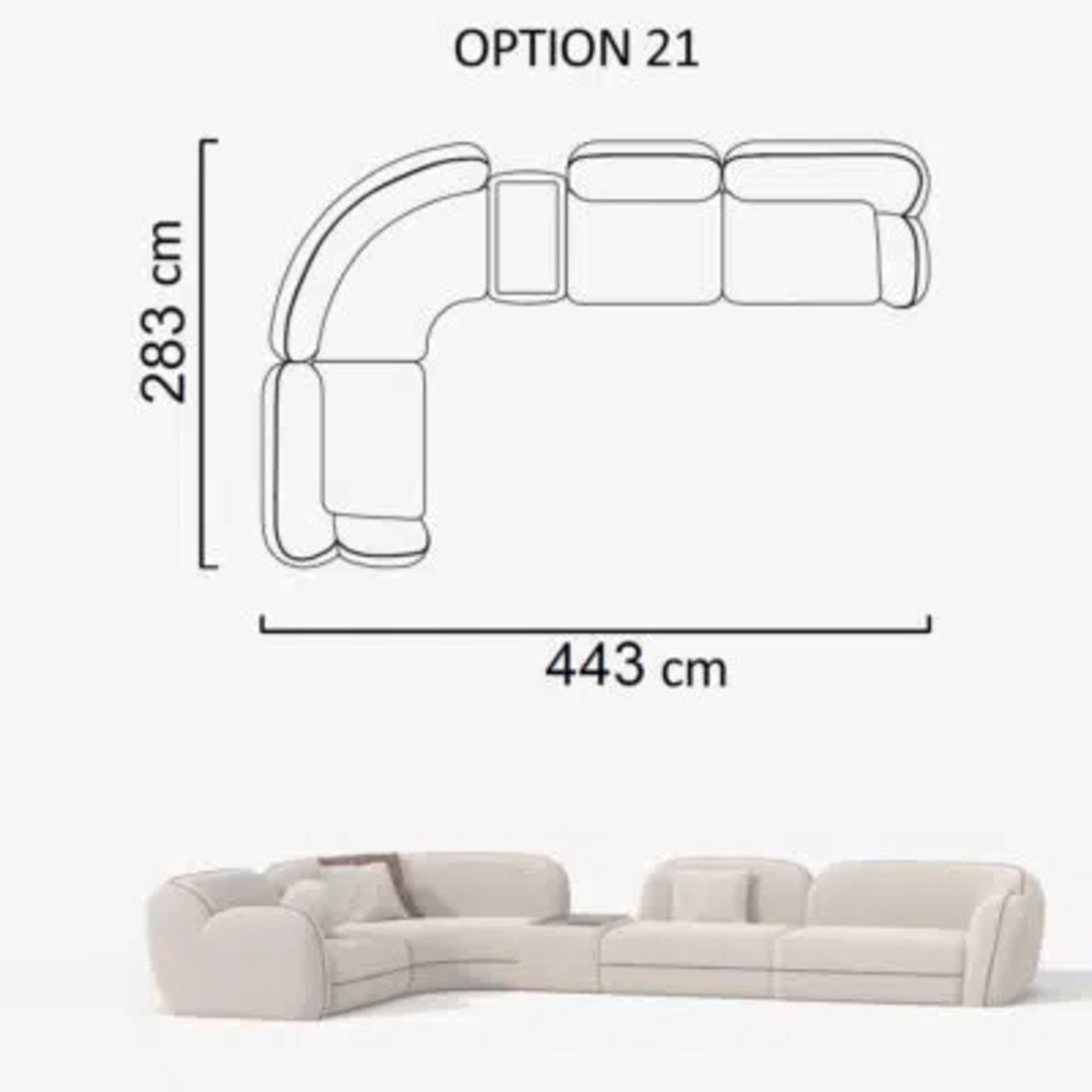 Sofa Aicon Creme 443cm