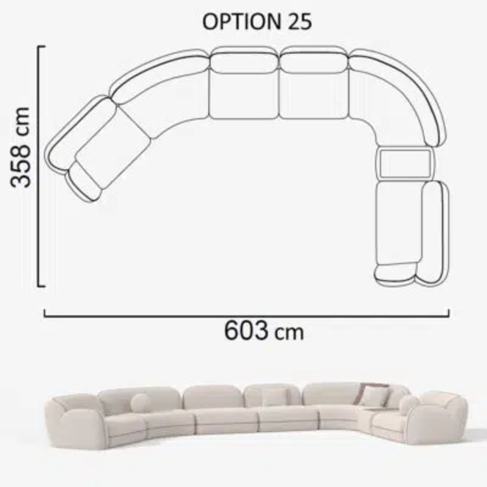 Sofa Aicon Creme 603cm