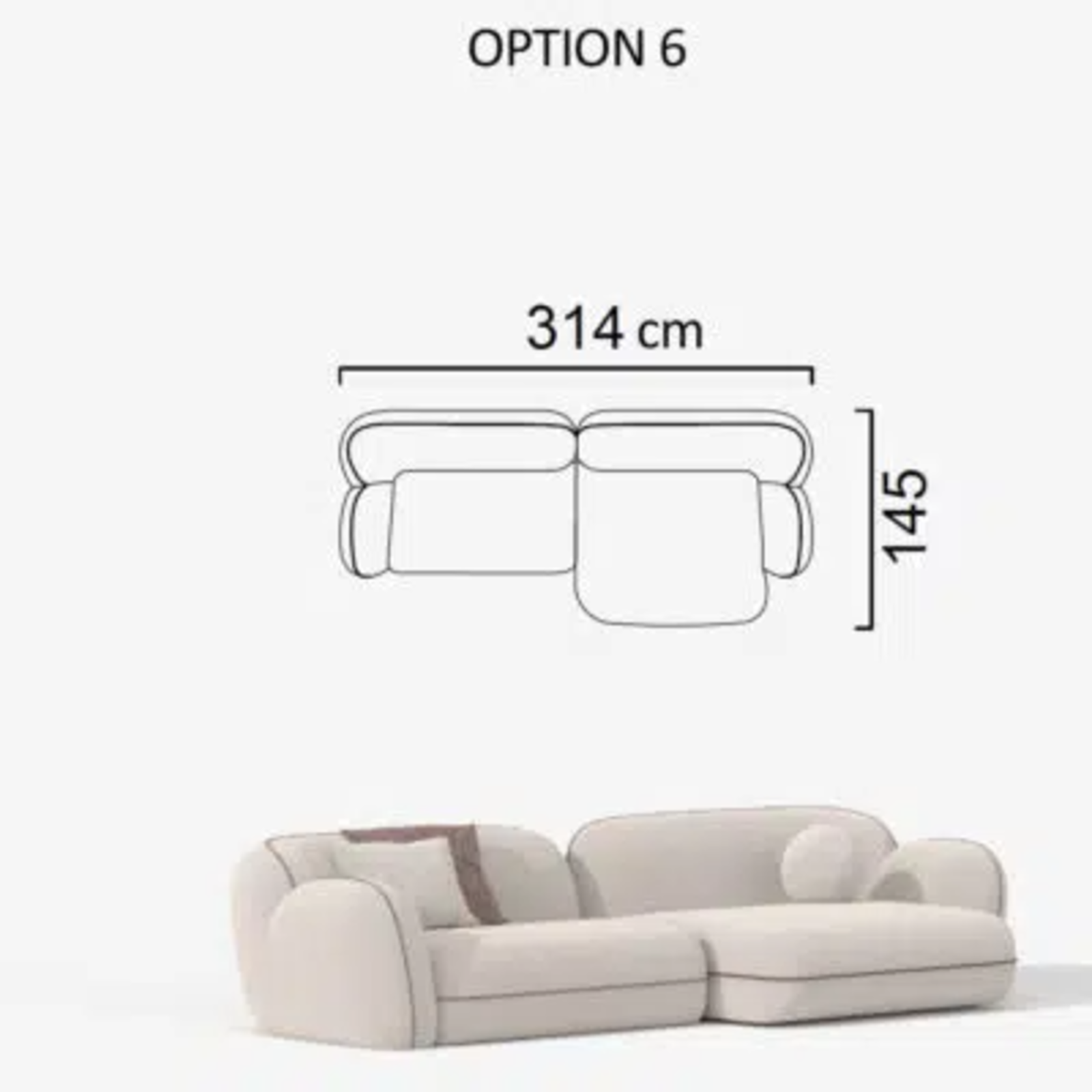 Sofa Aicon Creme 314cm