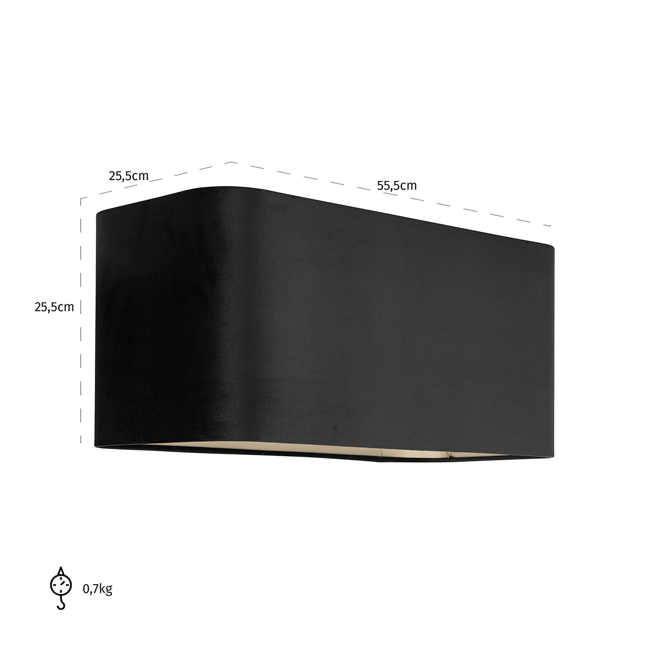 Lampshade Maddy black velvet rectangle (Black)