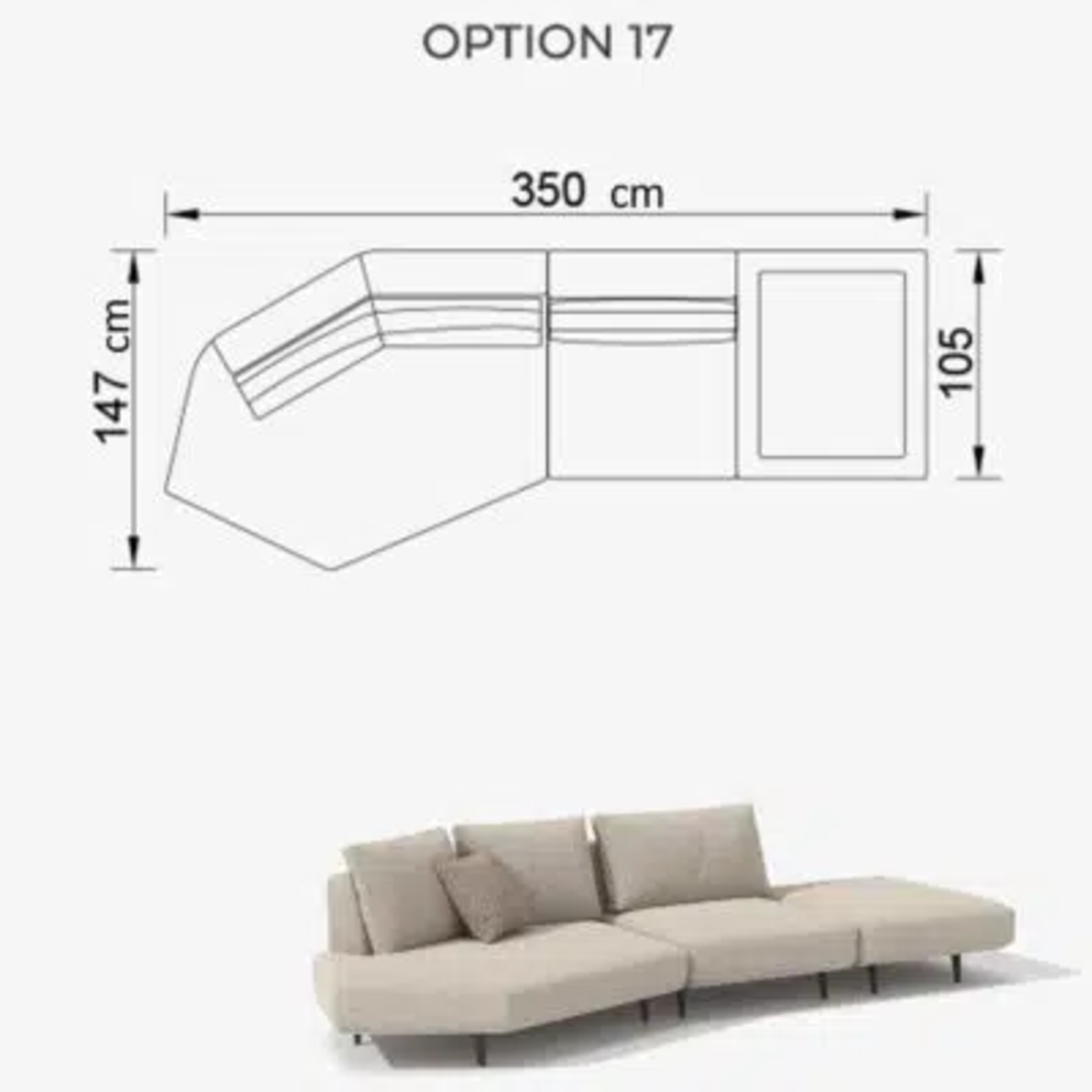 Sofa Love Off-White 350cm