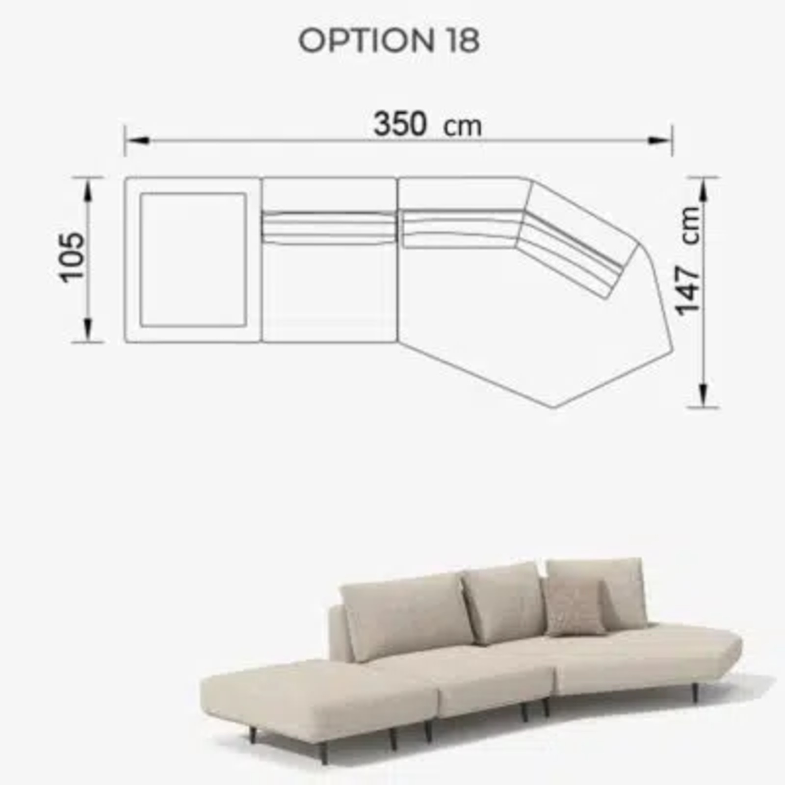 Sofa Love Off-White 350cm