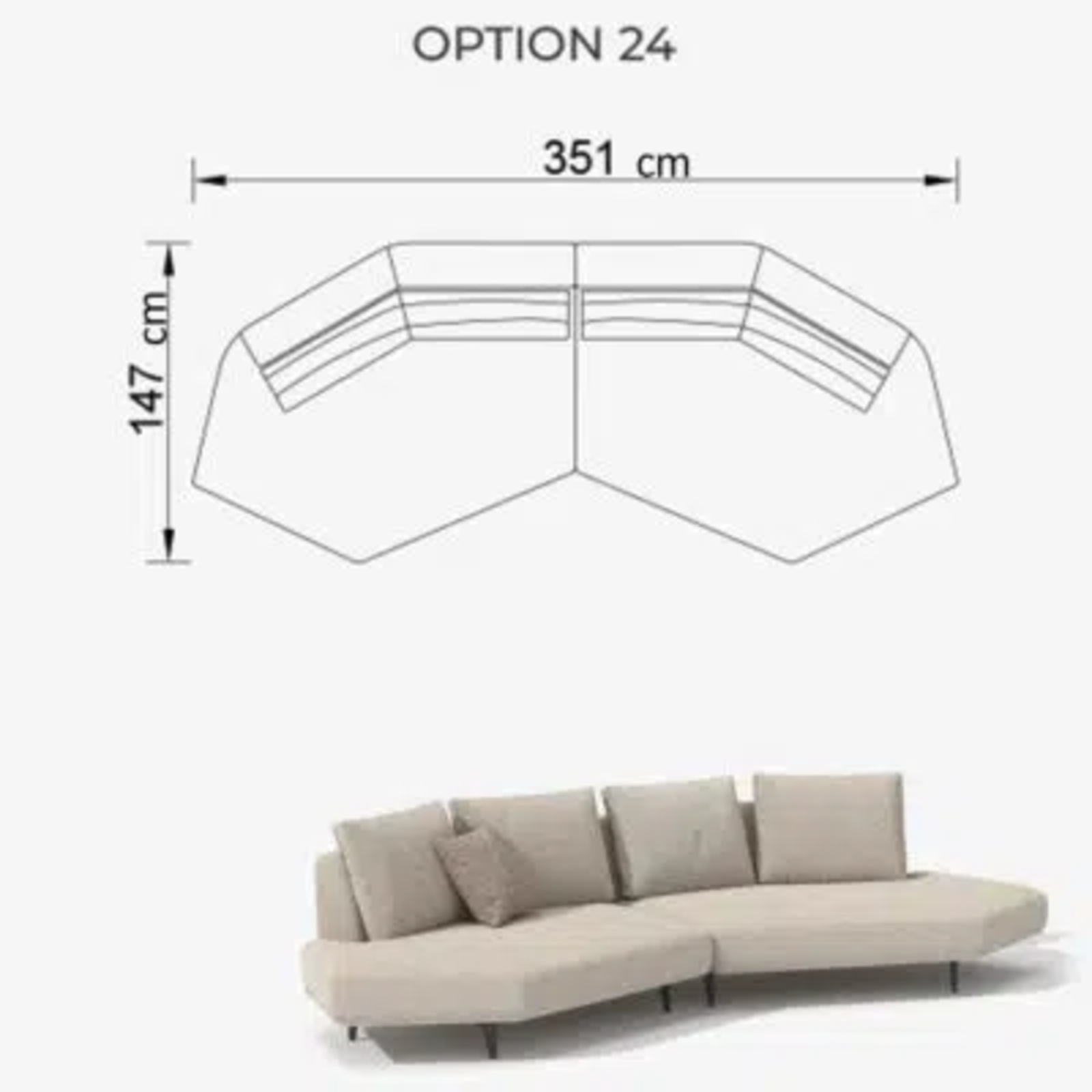 Sofa Love Off-White 351cm