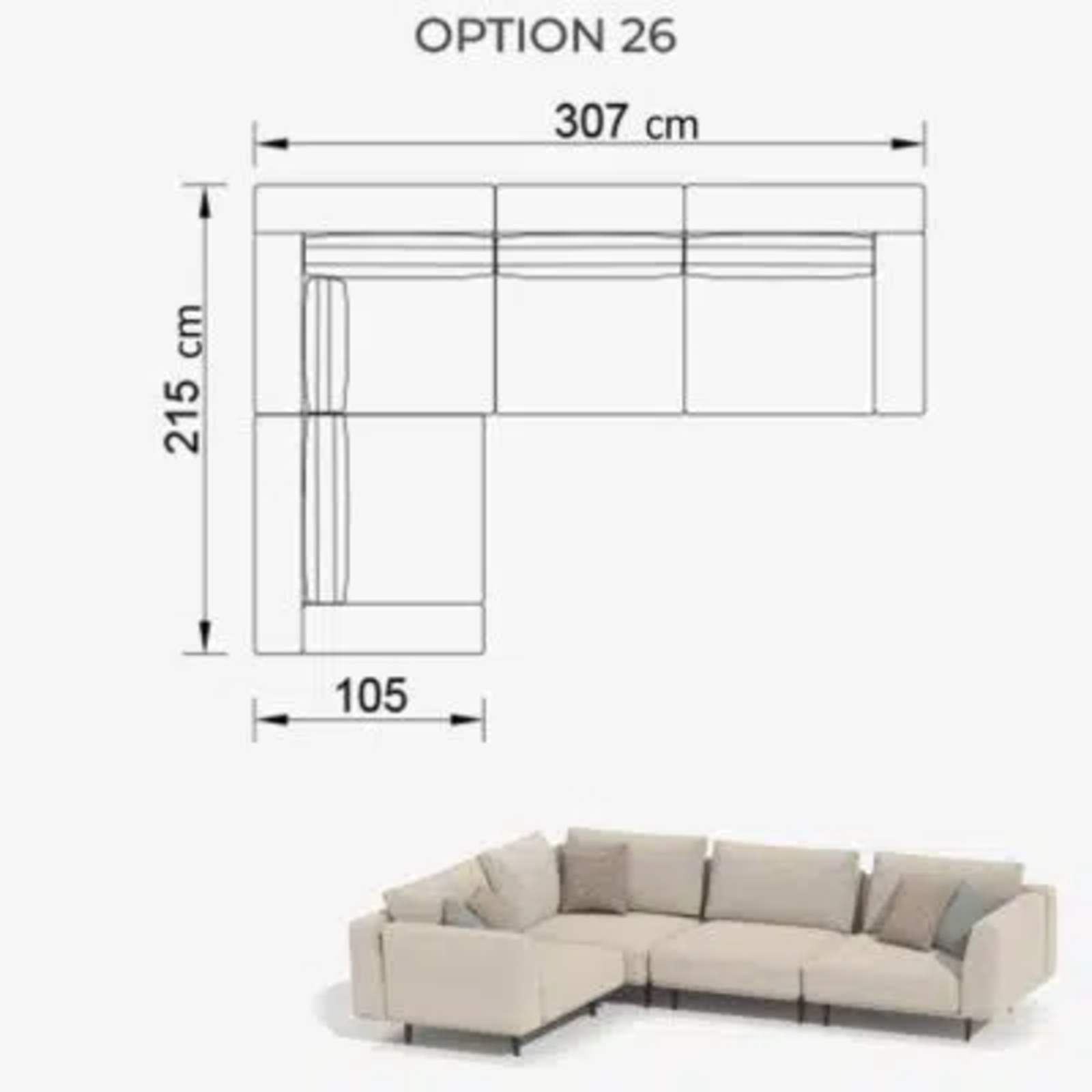 Sofa Love Off-White 307cm